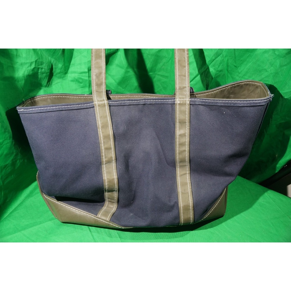 Vintage LL‎ Bean Boat & Tote Canvas Bag XL Extra Large Blue / Brown - Picture 3 of 10